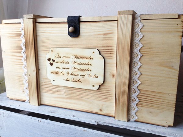 Hochzeitskiste personalisiert "Liebesvögel" / Hochzeitsgeschenk