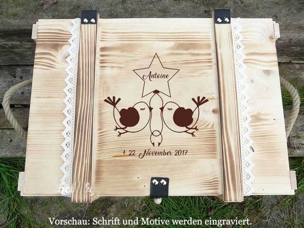 Erinnerungsbox personalisiert für Sternenkind "Vögelchen"