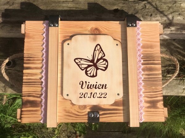 Boîte à souvenirs pour bébé avec papillon / Cadeau de naissance