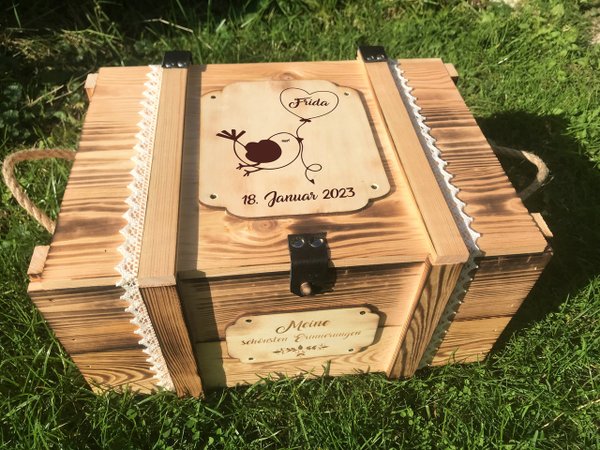 Baby Erinnerungsbox personalisiert "Birdy" / Babygeschenk