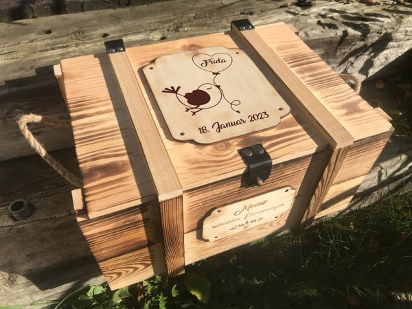 Baby Erinnerungsbox personalisiert "Birdy" / Babygeschenk