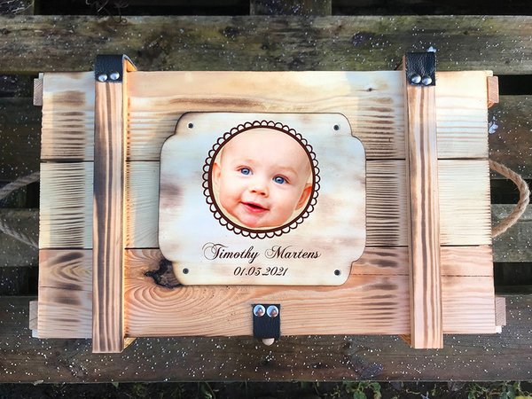 Große Baby Erinnerungskiste personalisiert mit "eigenes Foto" / Erinnerungsbox
