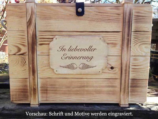 Grosse Trauerkiste personalisiert mit "Anker" und persönlicher Gravur / Erinnerungsbox