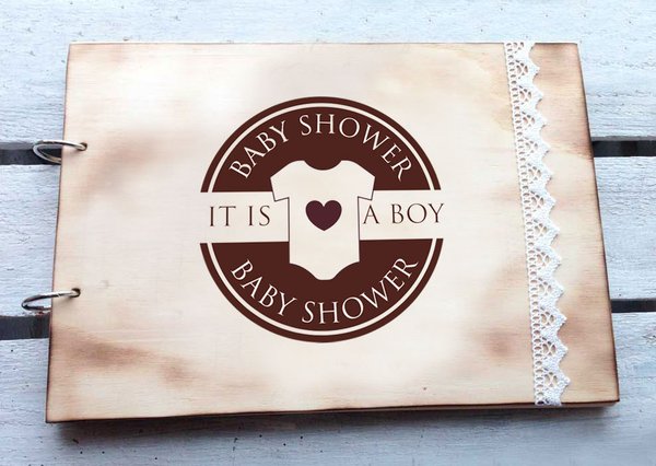 Baby Gästebuch personalisiert "It's a Boy" Din A4 für Babyparty, mit persönlicher Gravur