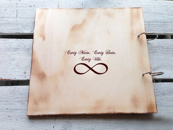 Hochzeitsgästebuch personalisiert mit eigenes Foto, aus Holz mit Gravur / Gästebuch Hochzeit