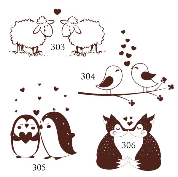 Hochzeitskarte personalisiert nach Wunsch "Schafe", aus Holz mit Gravur