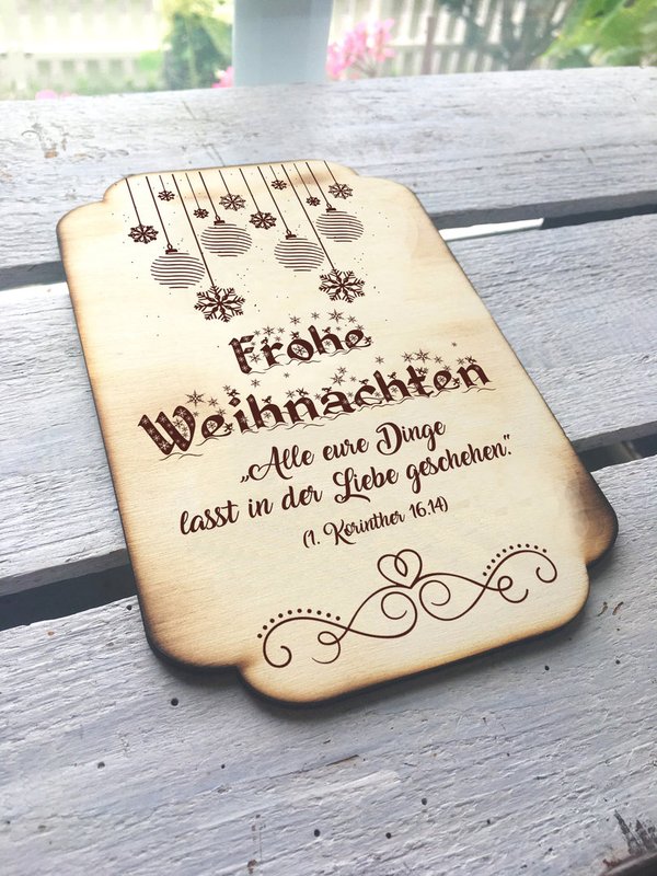 Glückwunschkarte personalisiert mit Wunschgravur auf Holz
